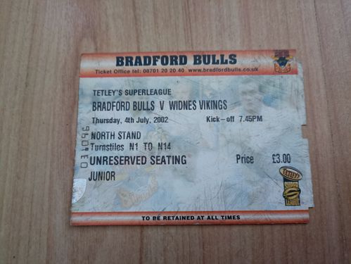Bradford Bulls v Widnes July 2002 Rugby League Ticket