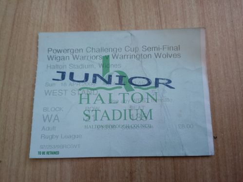 Wigan v Warrington 2004 Challenge Cup Semi-Final Used Rugby League Ticket