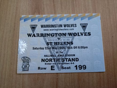 Warrington v St Helens May 2004 Used Rugby League Ticket