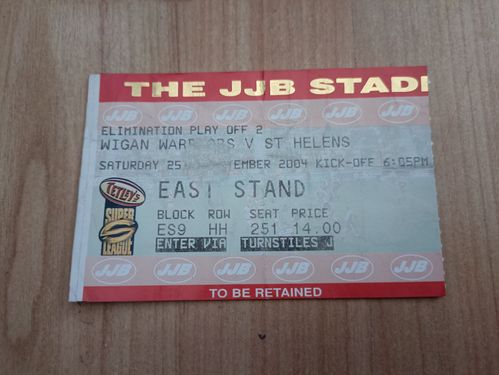 Wigan v St Helens Sept 2004 Elimination Play-Off Used Rugby League Ticket