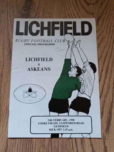 Lichfield v Askeans Feb 1990 Rugby Programme