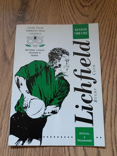 Lichfield v Tamworth Dec 1991 Rugby Programme