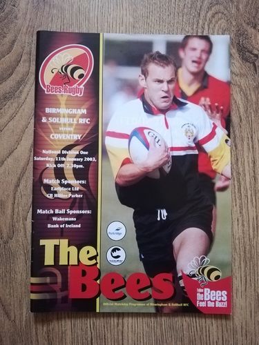 Birmingham & Solihull v Coventry Jan 2003 Rugby Programme