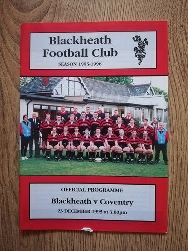 Blackheath v Coventry Dec 1995 Pilkington Cup Rugby Programme