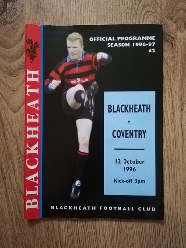 Blackheath v Coventry Oct 1996 Rugby Programme