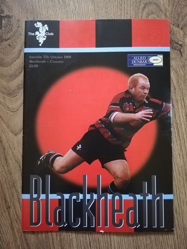 Blackheath v Coventry Oct 1998 Rugby Programme