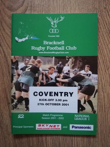 Bracknell v Coventry Oct 2001 Rugby Programme