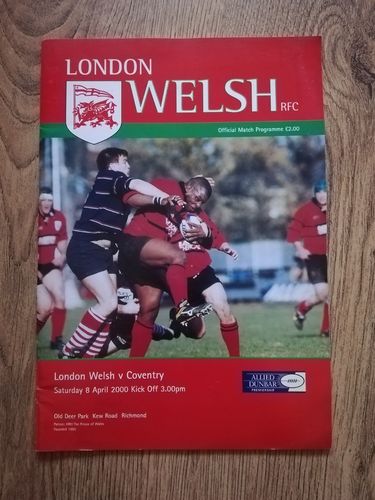 London Welsh v Coventry April 2000 Rugby Programme