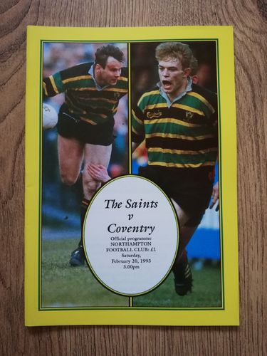 Northampton v Coventry Feb 1993 Rugby Programme