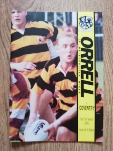 Orrell v Coventry March 1992 Rugby Programme