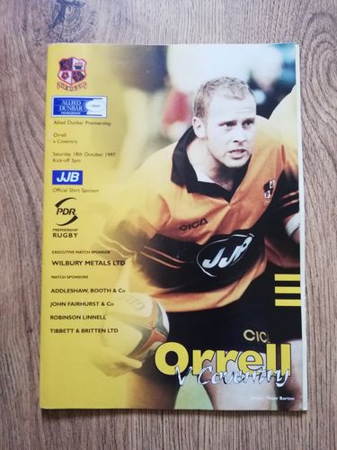 Orrell v Coventry Oct 1997 Rugby Programme