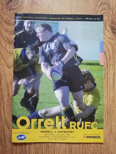 Orrell v Coventry Sept 2004 Rugby Programme