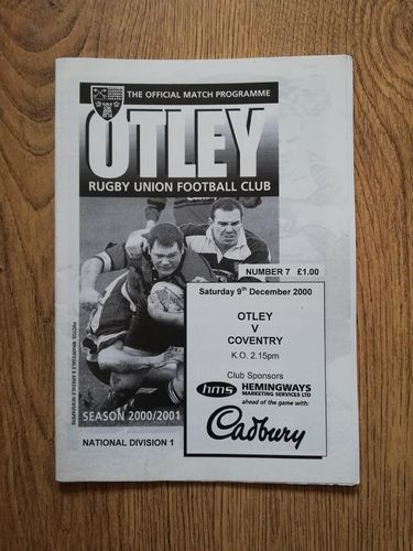 Otley v Coventry Dec 2000 Rugby Programme