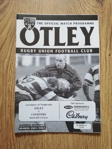 Otley v Coventry Feb 2002 Rugby Programme