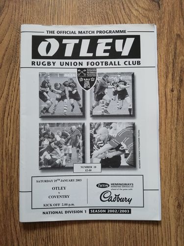 Otley v Coventry Jan 2003 Rugby Programme