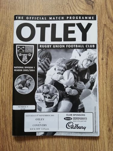 Otley v Coventry Nov 2003 Rugby Programme