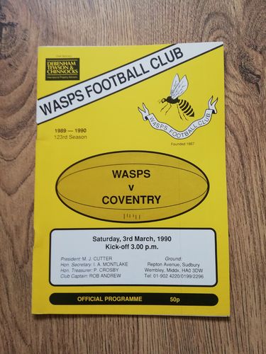 Wasps v Coventry March 1990