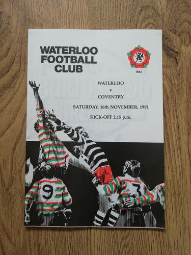 Waterloo v Coventry Nov 1991 Rugby Programme