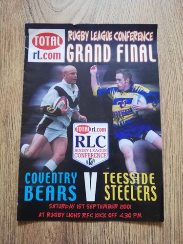 Coventry Bears v Teesside Steelers 2001 Grand Final  Rugby League Programme