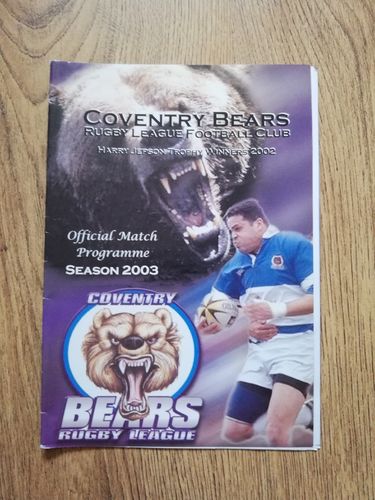 Coventry Bears v South London Storm May 2003 Rugby League Programme