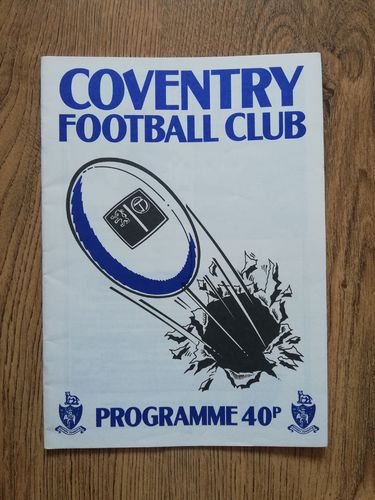 Coventry v Plymouth Albion Nov 1988 Pilkington Cup Rugby Programme