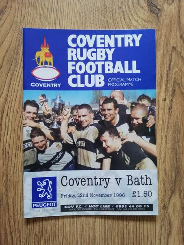Coventry v Bath Nov 1996 Rugby Programme