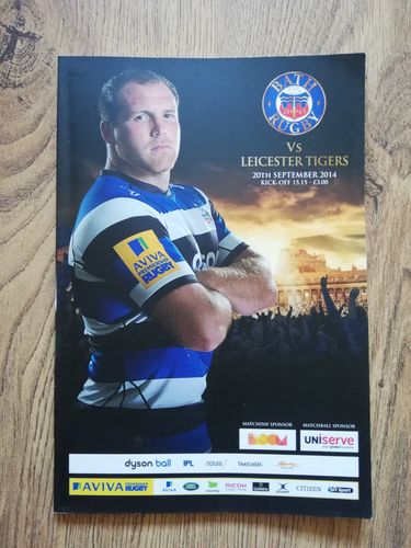 Bath v Leicester Tigers Sept 2014 Rugby Programme