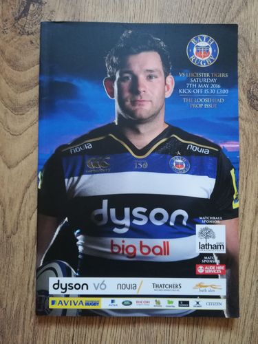 Bath v Leicester Tigers May 2016 Rugby Programme