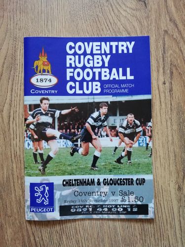 Coventry v Sale Nov 1997 Cheltenham & Gloucester Cup Rugby Programme