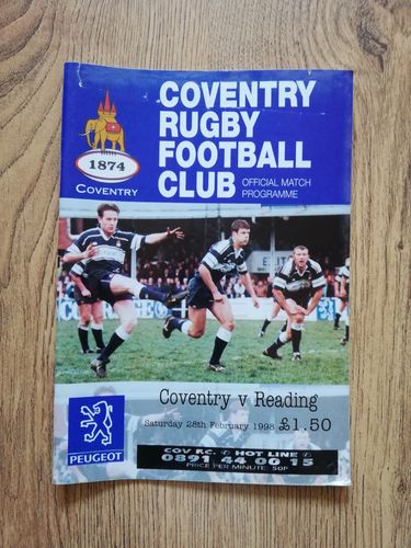 Coventry v Reading Feb 1998 Rugby Programme