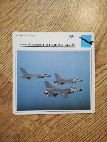 General Dynamics F-16 Fighting Falcon 1990 Warplanes Collectors Club Card