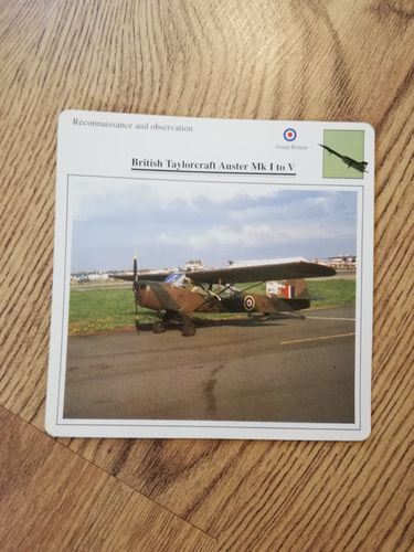 British Taylorcraft Auster Mk I to V 1990 Warplanes Collectors Club Card