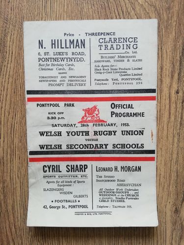 Welsh Schools v Welsh Youth Feb 1953