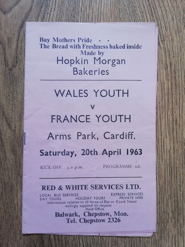 Wales Youth v France Youth April 1963