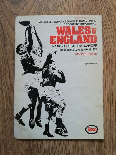 Wales Schools v England Schools (U19 group) March 1975 Rugby Programme