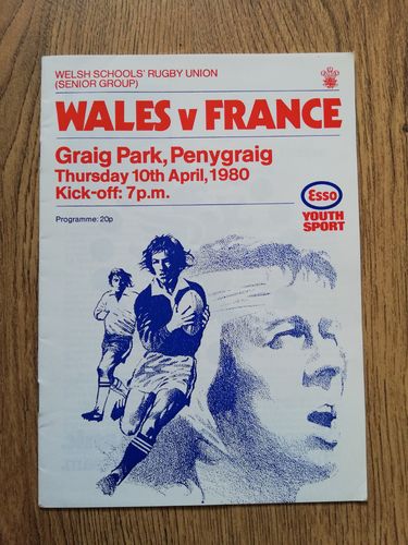Wales Schools v France Schools (Senior Group) April 1980 Rugby Programme