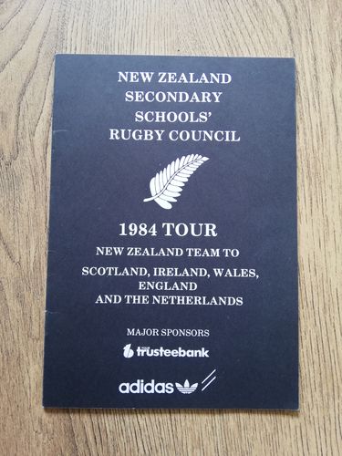 New Zealand Schools 1984 Rugby Tour To UK & Netherlands Brochure
