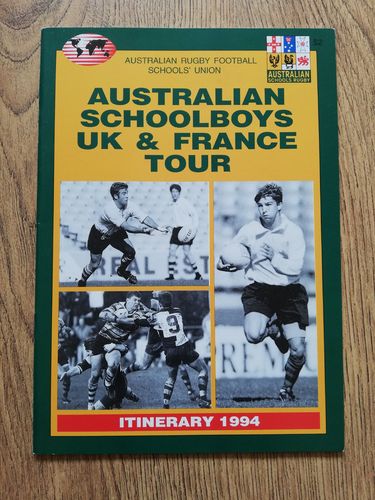 Australian Schoolboys 1994 Rugby Tour To UK & France Brochure