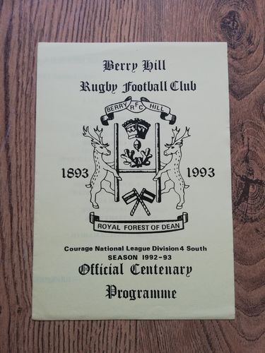 Berry Hill v Newbridge Feb 1993 Rugby Programme