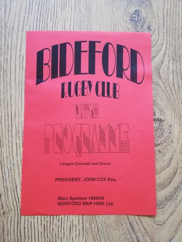 Bideford v Falmouth April 1999 Rugby Programme