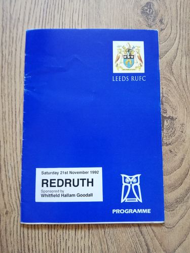 Leeds v Redruth Nov 1992 Rugby Programme