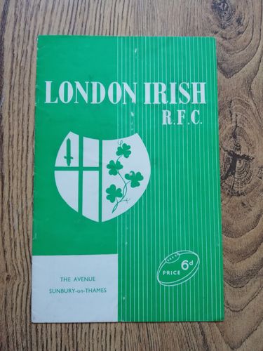 London Irish v Abertillery Jan 1964 Rugby Programme