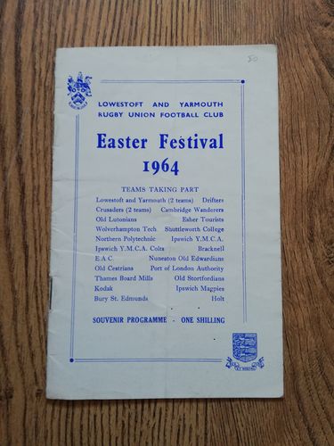 Lowestoft and Yarmouth RUFC March 1964 Easter Festival Rugby Programme