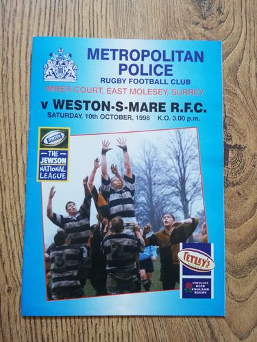 Metropolitan Police v Weston-Super-Mare Oct 1998 Rugby Programme