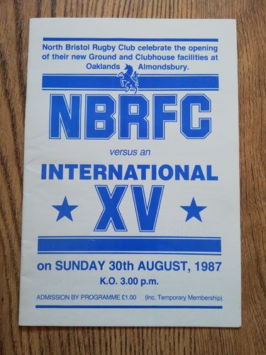 North Bristol v An International XV Aug 1987 Rugby Programme