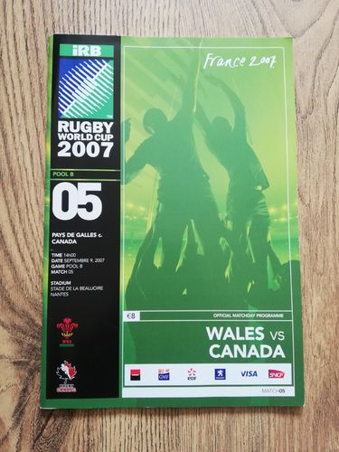 Wales v Canada 2007 Rugby World Cup Programme