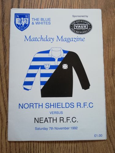 North Shields v Neath Nov 1992 Rugby Programme