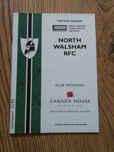 North Walsham v Clifton March 2000 Rugby Programme
