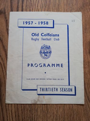 Old Colfeians v Trefil \ Glyncorrwg April 1958 Rugby Programme