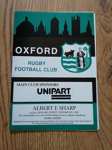 Oxford v Abbey Nov 1997 NPI Cup 3rd round Rugby Programme